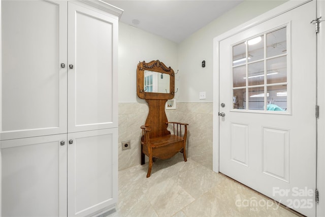 64 Timberidge Dr, Lake Wylie, SC 29710 - doorway with tile walls and wainscoting
