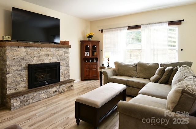 161 Old Harbor Dr, Mount Gilead, NC 27306 - living room featuring wood finished floors and a fireplace