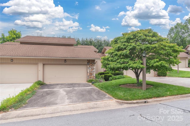 111 Clubwood Ct, Asheville, NC 28803 - view of front of home featuring asphalt driveway, roof with shingles, and stone siding