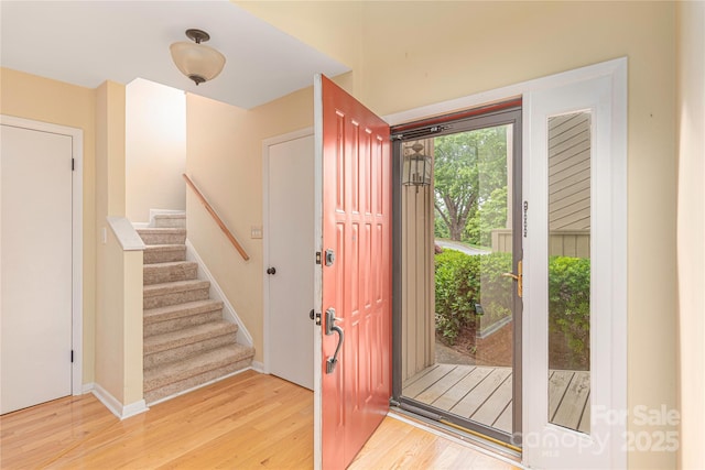 111 Clubwood Ct, Asheville, NC 28803 - entrance foyer with light wood-style flooring and stairs
