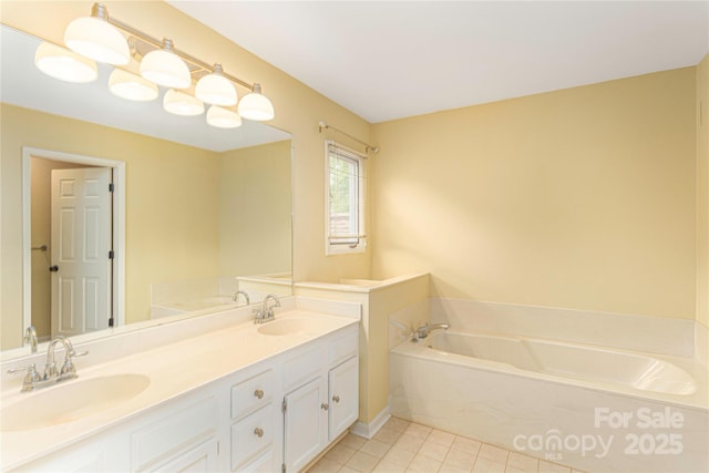 111 Clubwood Ct, Asheville, NC 28803 - full bath with a garden tub, double vanity, and tile patterned flooring