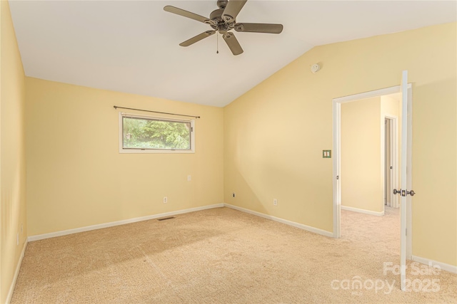 111 Clubwood Ct, Asheville, NC 28803 - empty room with light carpet, lofted ceiling, ceiling fan, baseboards, and a smoke detector