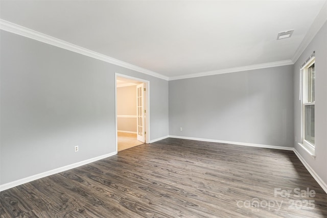 2112 Flint Glenn Ln, Charlotte, NC 28262 - unfurnished room with ornamental molding, baseboards, and dark wood-type flooring
