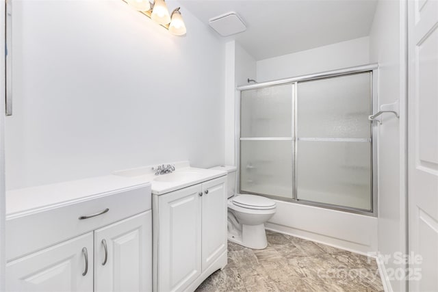 2112 Flint Glenn Ln, Charlotte, NC 28262 - full bathroom featuring toilet, shower / bath combination with glass door, and vanity