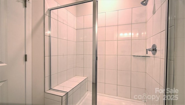 bathroom with a shower stall