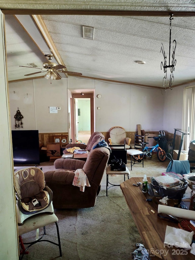 33 Honeysuckle Ln, Taylorsville, NC 28681 - living area with carpet floors and ceiling fan