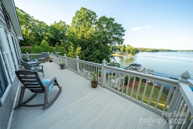 24264 Strand Dr, Albemarle, NC 28001 - wooden deck featuring a water view