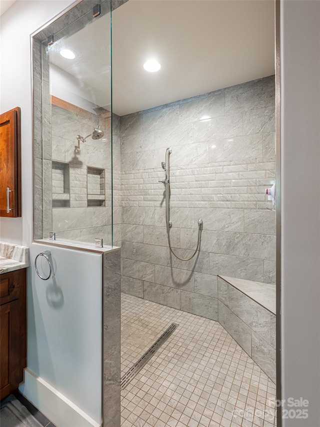 5 Bridgewater Dr, Fletcher, NC 28732 - full bath with a walk in shower and vanity