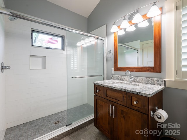 5 Bridgewater Dr, Fletcher, NC 28732 - full bathroom with a shower stall, vanity, and tile patterned floors