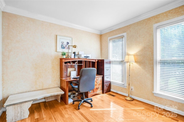 5238 Downing Creek Dr, Charlotte, NC 28269 - office space featuring wood finished floors, ornamental molding, and baseboards