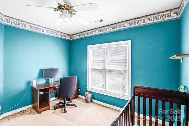 5238 Downing Creek Dr, Charlotte, NC 28269 - carpeted office featuring baseboards and a ceiling fan