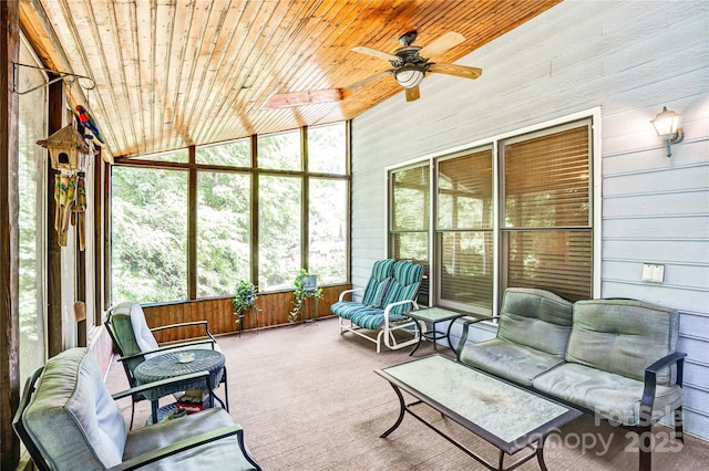 5238 Downing Creek Dr, Charlotte, NC 28269 - sunroom / solarium featuring a ceiling fan and vaulted ceiling