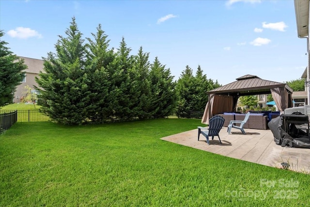 view of yard with a patio area and a gazebo