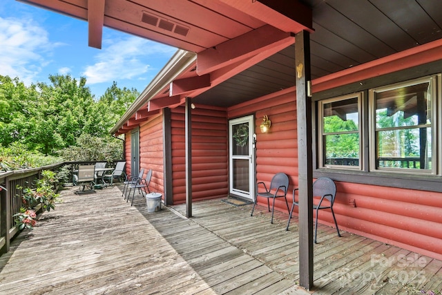 1925 Green Hill Rd, Blowing Rock, NC 28605 - wooden terrace with outdoor dining area