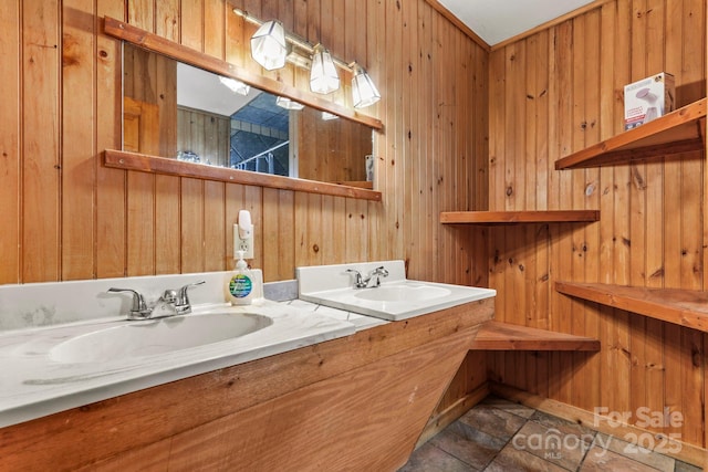 1925 Green Hill Rd, Blowing Rock, NC 28605 - full bath with wood walls and double vanity