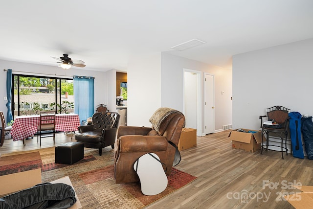 319 Greenville Hwy Unit 302, Brevard, NC 28712 - living room featuring wood finished floors and a ceiling fan
