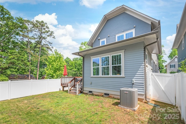 5210 Kelly St, Charlotte, NC 28205 - back of house featuring cooling unit and a wooden deck
