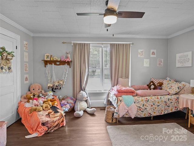 1544 US-221A Hwy, Mooresboro, NC 28114 - bedroom with wood finished floors, crown molding, and ceiling fan