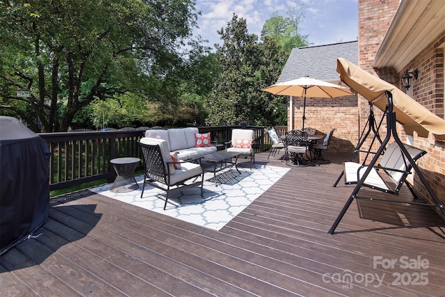1208 Chausley Ct, Charlotte, NC 28211 - deck with an outdoor living space, outdoor dining space, and area for grilling