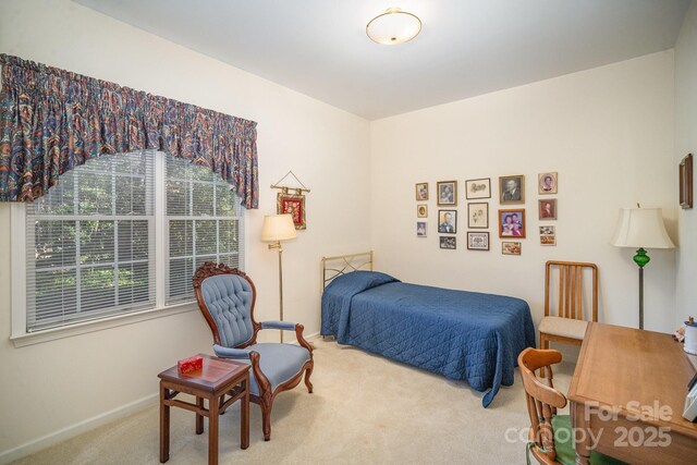 bedroom with carpet flooring and baseboards