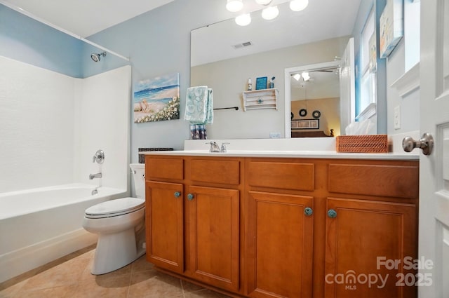 541 River Park Rd, Belmont, NC 28012 - full bathroom featuring tile patterned floors, toilet, shower / bath combination, and vanity