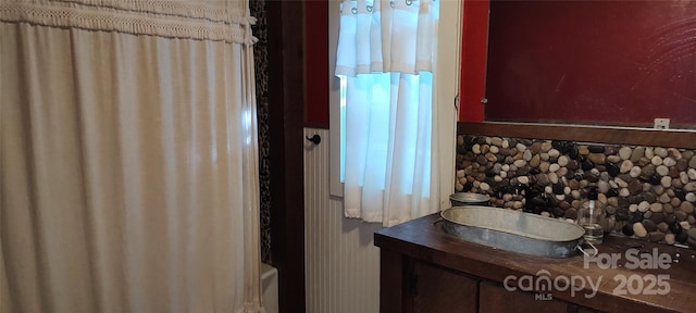7881 Us-25/70 Hwy, Marshall, NC 28753 - bathroom with vanity and a shower with shower curtain