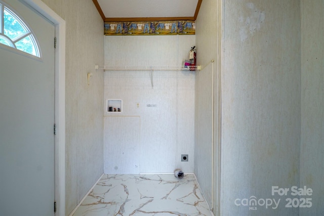 3823 Silver Creek Ter, Morganton, NC 28655 - washroom featuring hookup for a washing machine, marble look tile flooring, and electric dryer hookup
