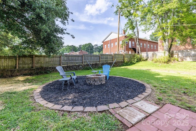 80 Pine St, Badin, NC 28009 - view of yard featuring a fire pit