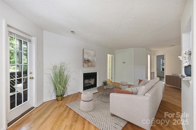 6016 Gray Gate Ln Unit C, Charlotte, NC 28210 - living area with wood finished floors, a fireplace, a textured ceiling, and baseboards