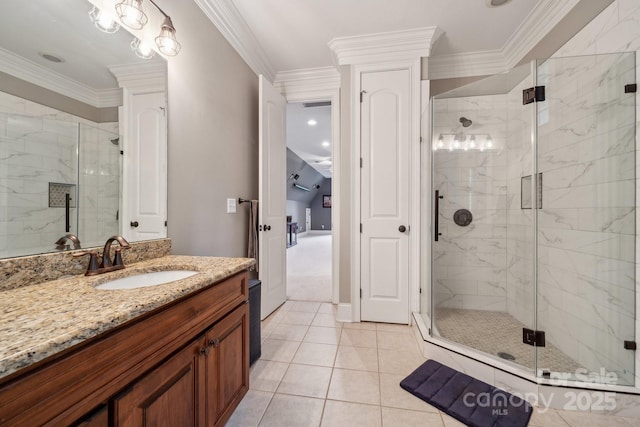 309 Palm Cove Way, York, SC 29745 - full bath featuring ornamental molding, vanity, and a shower stall