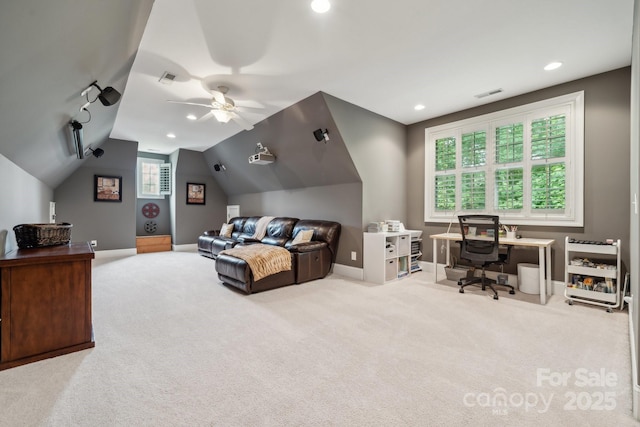 309 Palm Cove Way, York, SC 29745 - bedroom with carpet flooring, multiple windows, baseboards, lofted ceiling, and recessed lighting