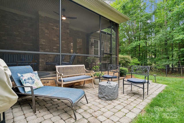 309 Palm Cove Way, York, SC 29745 - view of patio / terrace with a sunroom and ceiling fan