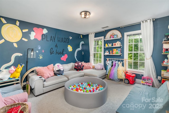 game room with carpet