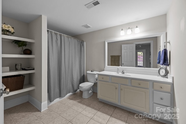 327 Wilby Dr, Charlotte, NC 28270 - full bath with toilet, vanity, tile patterned floors, and a shower with shower curtain