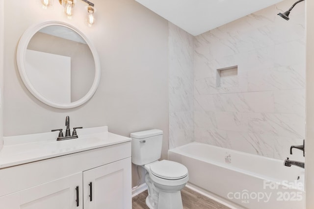 2511 Linwood Rd, Gastonia, NC 28052 - full bath with toilet, vanity, wood finished floors, and washtub / shower combination