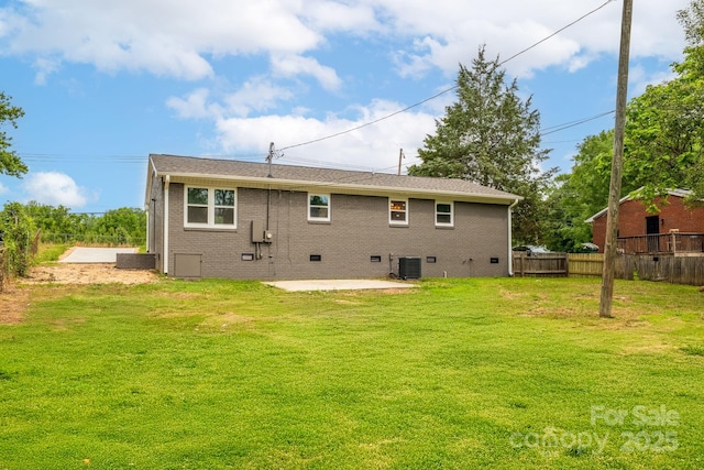 2511 Linwood Rd, Gastonia, NC 28052 - rear view of property with crawl space, a patio, central AC unit, and brick siding