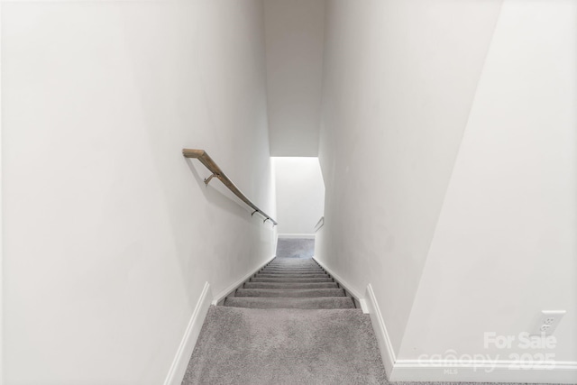 7308 Rothmore St, Charlotte, NC 28215 - stairs featuring carpet flooring and baseboards