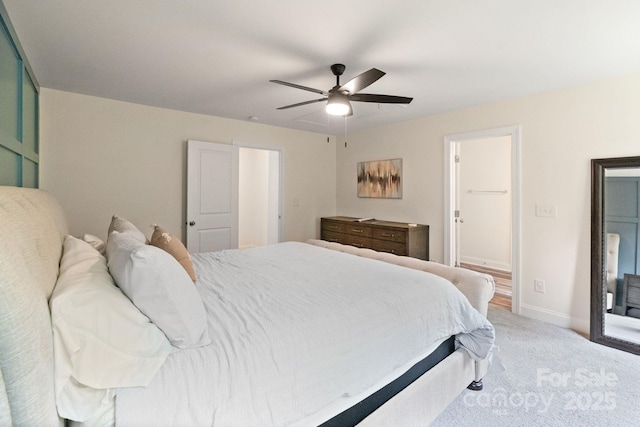 7308 Rothmore St, Charlotte, NC 28215 - bedroom with light carpet, baseboards, and a ceiling fan