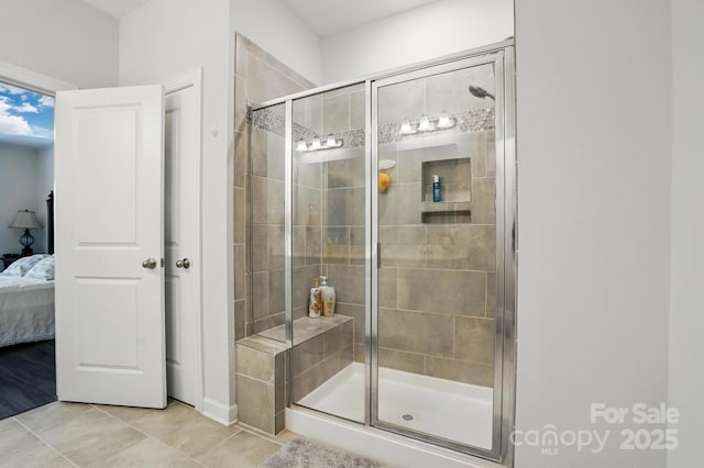 1825 Lotus Ln, Denver, NC 28037 - ensuite bathroom featuring a shower stall and tile patterned flooring