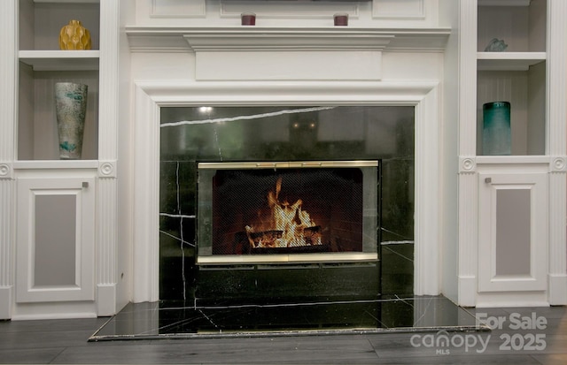 detailed view of a fireplace