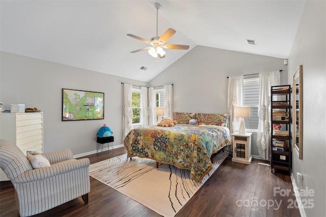 8605 Tamarron Dr, Charlotte, NC 28277 - bedroom featuring vaulted ceiling, wood finished floors, ceiling fan, and baseboards
