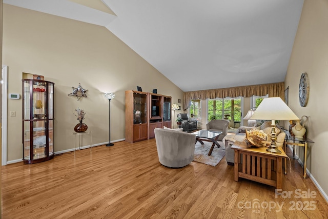 5 Governors Dr, Hendersonville, NC 28791 - living room with light wood-style floors, high vaulted ceiling, and baseboards