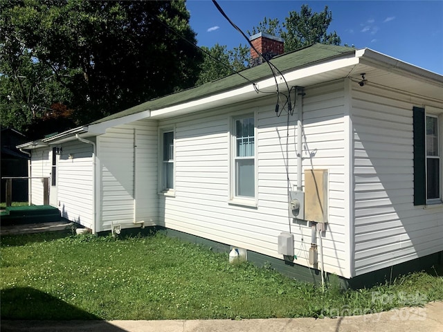447 17th St, Cramerton, NC 28032 - view of side of property featuring a chimney and a yard