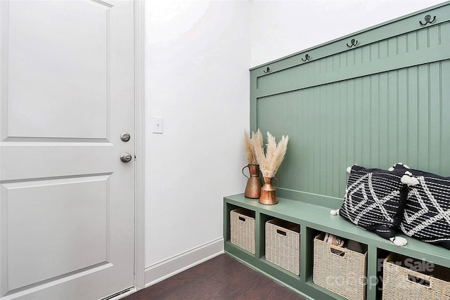 8916 Inverness Bay Rd, Charlotte, NC 28278 - mudroom with dark wood-type flooring and baseboards
