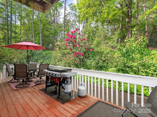 26 Morrow Dr, Fairview, NC 28730 - wooden terrace with a grill and outdoor dining space