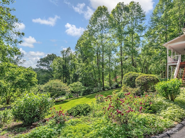 26 Morrow Dr, Fairview, NC 28730 - view of green lawn featuring stairs