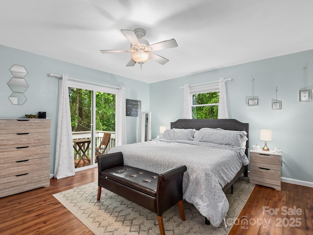 26 Morrow Dr, Fairview, NC 28730 - bedroom with access to outside, wood finished floors, and a ceiling fan