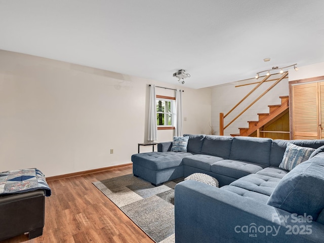 26 Morrow Dr, Fairview, NC 28730 - living area featuring stairs and wood finished floors