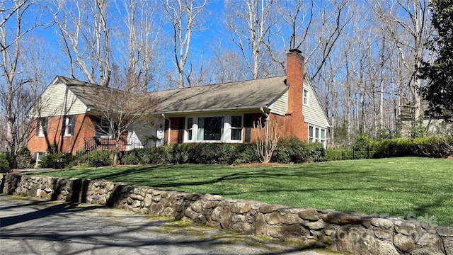 700 Valleyview Dr Unit 1, Albemarle, NC 28001 - ranch-style home featuring brick siding, a front lawn, and a chimney