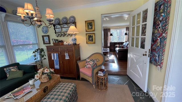 700 Valleyview Dr Unit 1, Albemarle, NC 28001 - sitting room with crown molding and a chandelier